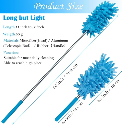 Miniatura 2 de M-jump cepillo para polvo extensible de microfibras, largo alcance con barra telescópica, 3