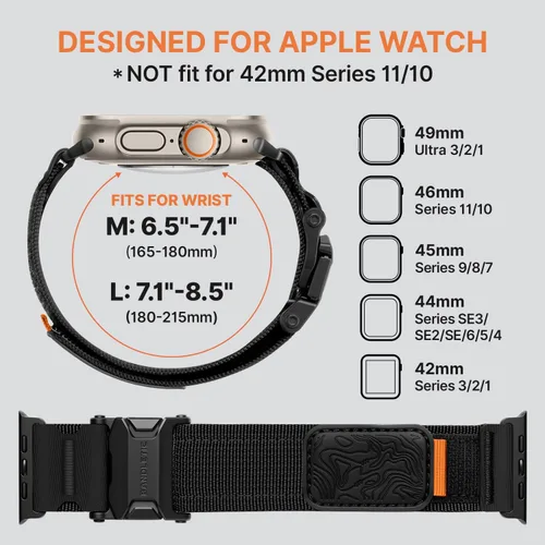 Miniatura 4 de Bandletic Bandas magnéticas compatibles con Apple Watch Ultra 3/Ultra Band de 1.732 pulgadas, correa de nailon transpirable con cierre magnético
