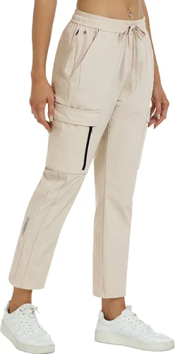 Miniatura 2 de MoFiz Pantalones de senderismo para mujer de secado rápido ligeros pantalones de tobillo con bolsillos