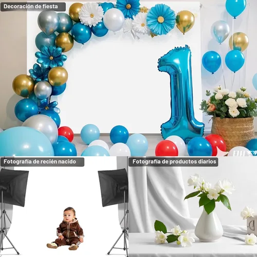 Miniatura 5 de Telón de fondo blanco para sesión de fotos, cortina de fondo profesional para fotografía de productos, retratos, bodas, fiestas, grabación de video