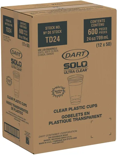 Miniatura 2 de SOLO Cup Company TD24 PETE vasos transparentes, para bebidas frías, 24 onzas, 50 por funda (caja de 12 fundas)