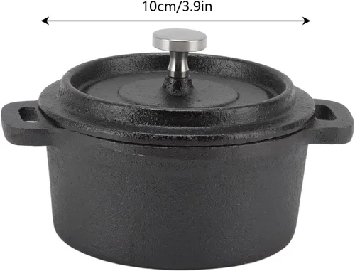 Miniatura 2 de Olla redonda de hierro fundido, olla de horno holandés con tapa, olla de hierro fundido grueso para horno eléctrico de gas y barbacoa (#1)