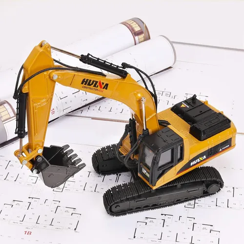 Miniatura 5 de Juguete de excavadora de metal a escala 1/40, equipo de construcción fundido a presión, camiones excavadores, juguetes para niños
