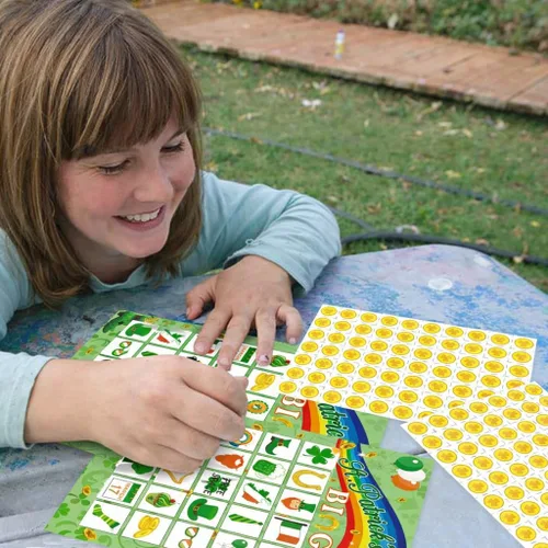 Miniatura 7 de Moon Boat Juego de cartas de bingo del día de San Patricio para 32 jugadores para adultos, actividad de fiesta de trébol