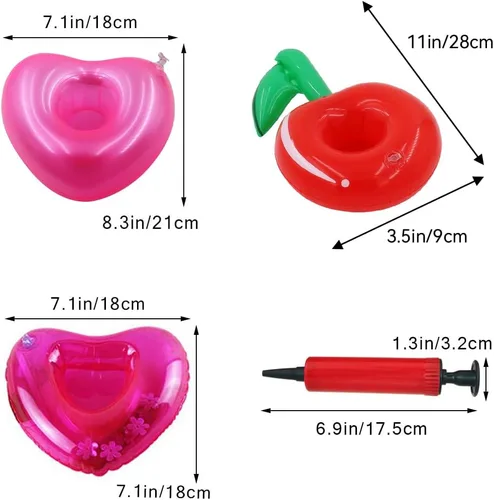 Miniatura 2 de Soportes de bebidas flotantes para piscina, inflables para bebidas, posavasos con mini bomba de aire