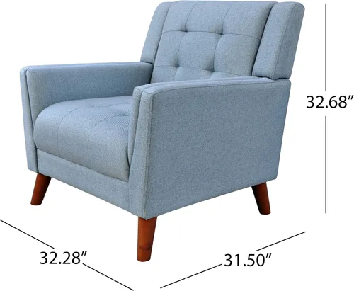 Miniatura 3 de Christopher Knight Home Alisa Mid Century - Sillón de tela moderna de mediados de siglo, color azul, nogal y silla Evelyn de tela moderna