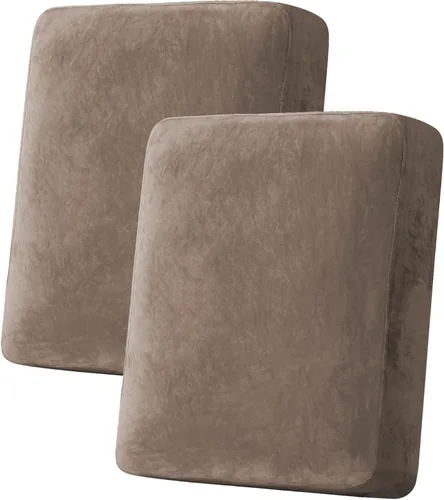 Miniatura 204 de H.VERSAILTEX - Funda de terciopelo elástica y afelpada para protección de cojines de sofá biplaza, silla o sofá, 2 piezas, tamaño grande, color gris