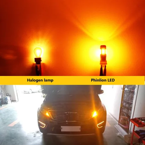 Miniatura 6 de PHINLION 3157 4157 Bombillas LED de señal de giro, 3200 lúmenes, superbrillantes, 12 V, 3057, 3457na, 4157na, 3157na, color amarillo ámbar, repuesto