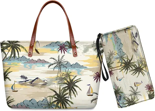 Suhoaziia Juego de bolsos para mujer, diseño de perro salchicha, con asa superior, para mujer, con cartera de piel sintética