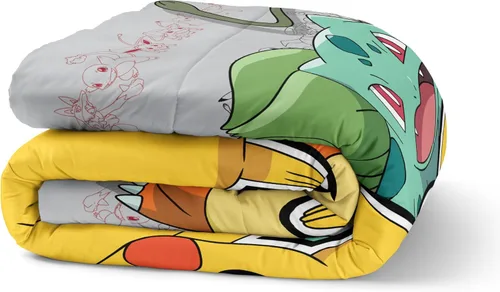 Miniatura 3 de Northwest Pokemon - Juego de cama individual en una bolsa, Pikachu Squirtle Eevee Charmander, ropa de cama de anime para niñas y niños, escuadrón