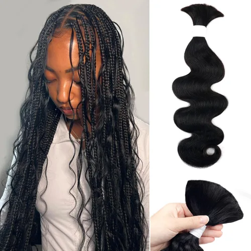 Miniatura 20 de Liqusee Cabello Humano para Trenzar 3.53 oz Un Paquete 14 Pulgadas Negro Natural Ondulado Rizado a Granel Cabello Humano para Trenzar Sin Trama 100%