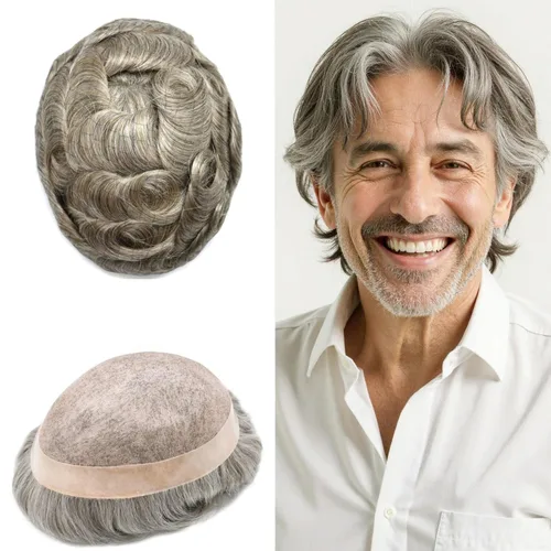 Miniatura 84 de Mens Toupee Hair Piece For Men Fine Mono Men Hair System Toupee For Men Hair Piece Real Human Hair System For Men Protesis Capilar Para Hombre 6x9