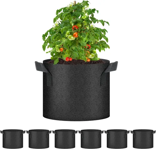 Miniatura 19 de HealSmart Paquete de 6 bolsas de cultivo no tejidas de 1 galón, macetas de tela de aireación con asas, adecuadas para frutas de jardín, verduras