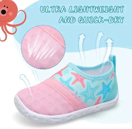 Miniatura 2 de shopUAL Zapatos de agua para niños y niñas, calcetines acuáticos para la playa, zapatos de agua descalzos para caminar, zapatos de agua de secado