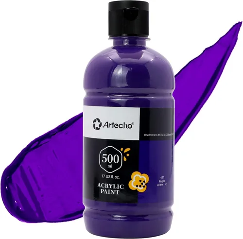 Miniatura 11 de Artecho Pintura Acrílica Oro - Botella Grande 500ml / 17oz, Pintura para Manualidades para Lienzo, Rocas, Madera, Tela, Cerámica, No Tóxica Dorado