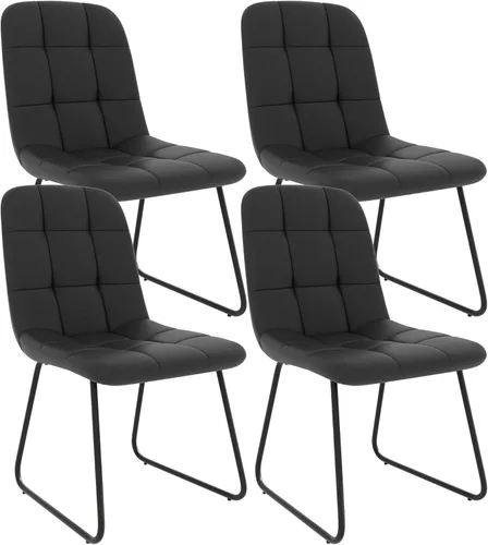 HIPIHOM Juego de 4 sillas de comedor, modernas sillas de comedor de piel sintética para cocina, sala de estar, comedor (4 negras)