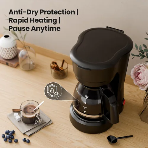 Miniatura 5 de Kismile Cafetera de 5 tazas, cafetera de goteo pequeña de 0.75 L con diseño antigoteo, protección contra quemaduras en seco, embudo de filtro