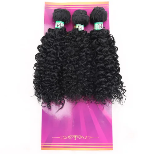 Extensiones de cabello rizado afro rizado, sintético, tejido rápido, extensiones de cabello de fibra de alta temperatura para mujeres, color negro,