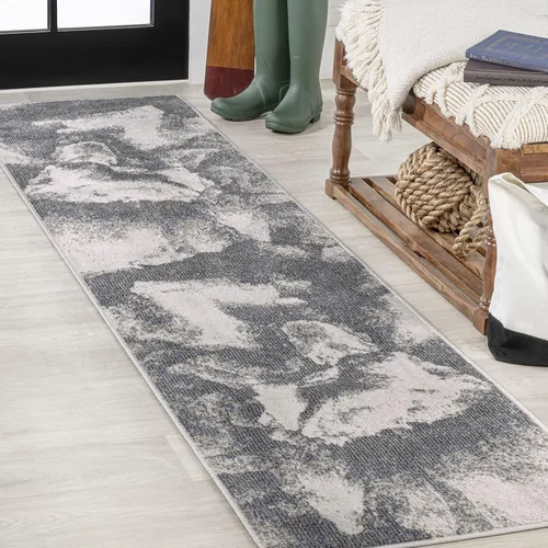 Miniatura 18 de JONATHAN Y Petalo - Alfombra abstracta de dos tonos 2 x 8 pulgadas, azul/crema, contemporánea, moderna, fácil de limpiar, para sala de estar
