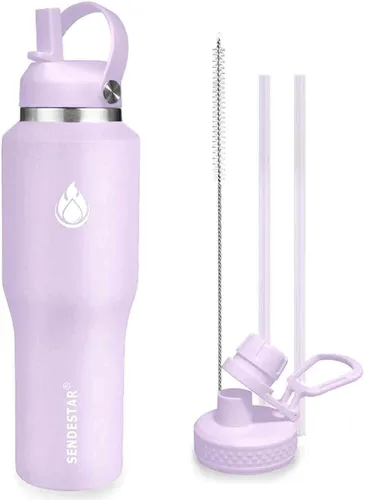 Miniatura 41 de SENDESTAR Botella de agua de acero inoxidable de 40 onzas (fría durante 48 horas, caliente durante 24 horas), botella aislada al vacío de doble Gris
