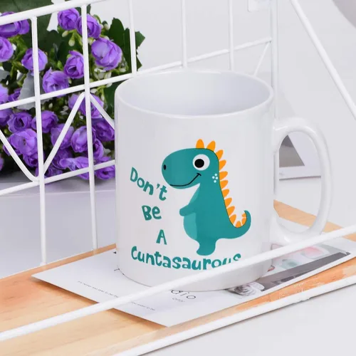 Miniatura 3 de BLEUM CADE Taza de café con texto en inglés «Don't be a Cuntasauro», taza de té con palabras divertidas, regalo novedoso, taza de cerámica blanca