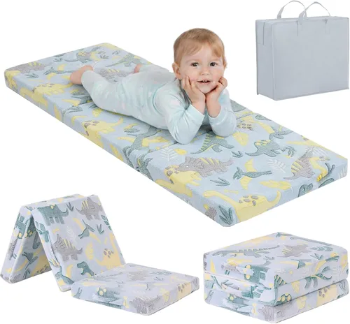 Tiita Colchón de suelo plegable para niños, tapete para siesta que brilla en la oscuridad con bolsa de almacenamiento, futón portátil para niños