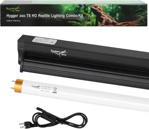 T8 10.0 UVB - Kit combinado de iluminación de bombilla UVB para reptiles, luz UVB HO de 17 W para reptiles, campana de terrario con barra de luz UVB