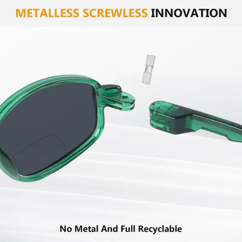 Miniatura 4 de BFOCO Gafas de sol bifocales con bisagras metálicas y sin tornillos para hombre - Sports Bifocal Sunnies (negro brillante) +1.00