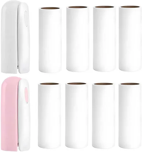 Miniatura 9 de Mini rodillo de pelusa de viaje con 300 hojas adhesivas, removedor de pelo de mascotas compacto y portátil con cubierta para ropa, viajes, pequeño