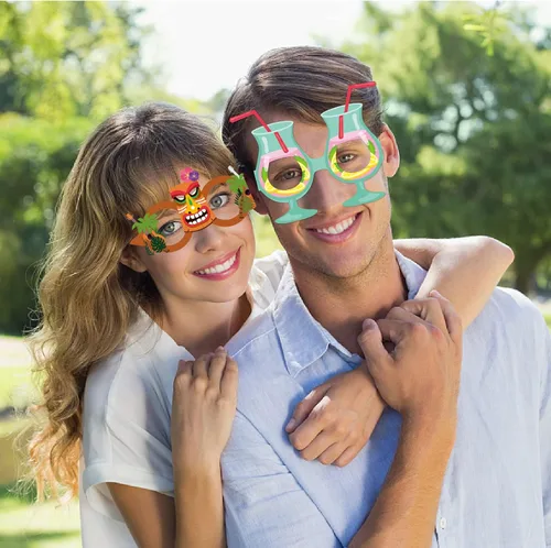 Miniatura 3 de OURUOLA Decoraciones hawaianas de verano para fiestas en la piscina, gafas de sol divertidas - 16pcs gafas tropicales Aloha flamingo, decoración