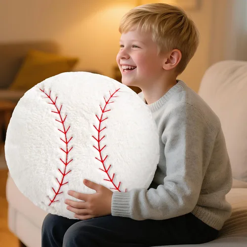 Miniatura 6 de Wepop Almohada de béisbol esponjosa de 18 pulgadas, almohadas de béisbol suaves, almohada de pelota deportiva, juguete de peluche para decoración