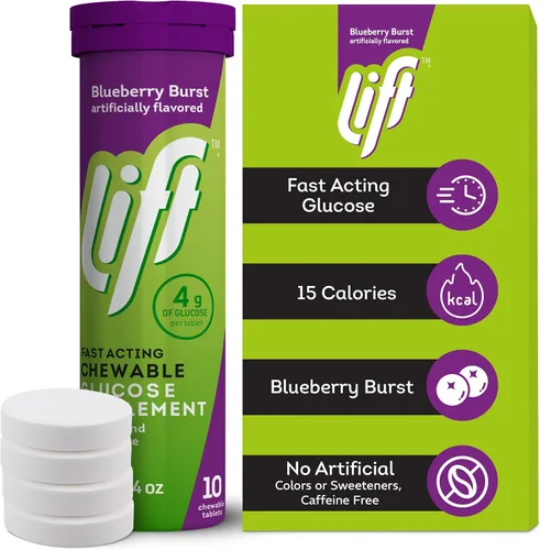 Miniatura 2 de Lift Glucosa, tabletas energéticas masticables de glucosa de acción rápida, arándano, tubo de 10 unidades (paquete de 12)