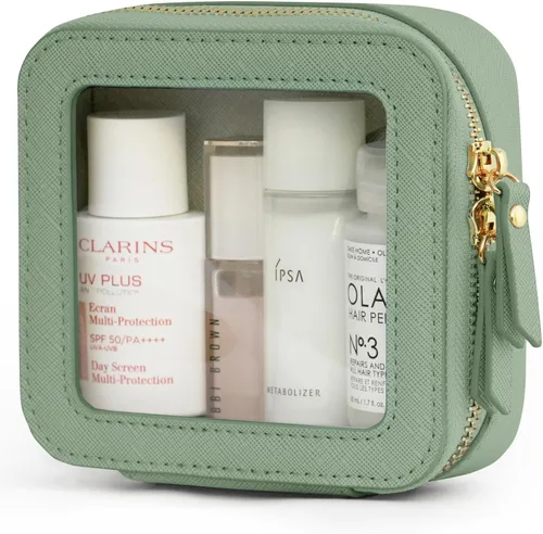 Miniatura 71 de Bolsa de maquillaje transparente Popvibe, estuche de cosméticos de viaje con cremallera, bolsa de aseo transparente con cremallera, organizador Malva