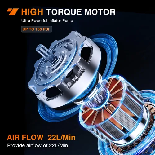 Miniatura 4 de Nilight Inflador de Neumáticos Compresor de Aire Portátil Recargable 12VDC 150PSI Batería Inalámbrica Alimentada por Encendido 2 Veces Más Rápida