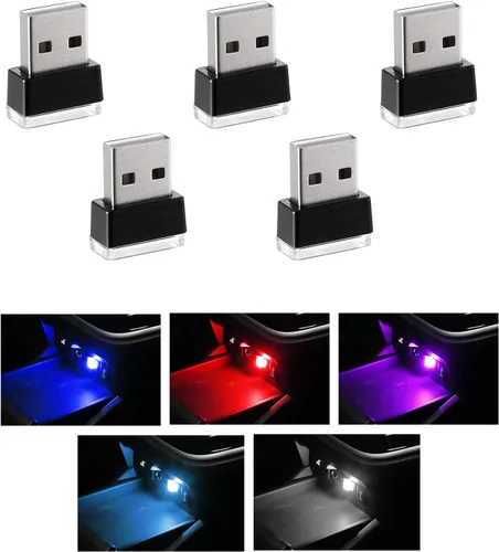 Miniatura 24 de 4 PCS Lámpara de Atmósfera Interior de Coche LED USB, Mini Luz Nocturna LED Portátil, Kit de Iluminación Ambiental de Maletero con Interfaz USB