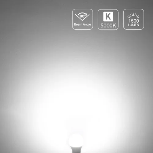 Miniatura 5 de Lepro Bombillas LED equivalentes a 100 W, 14 W, 1500 lúmenes, luz blanca diurna 5000 K, no regulable, base estándar A19 E26, vida útil de 10000 Luz