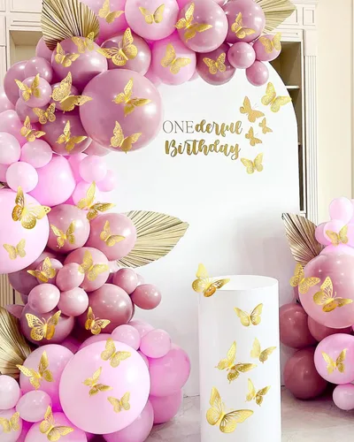 Miniatura 2 de 72 piezas de decoración de pared de mariposas 3D en oro, decoraciones de mariposas doradas para el Día del Padre, 4 estilos 3 tamaños, mariposas