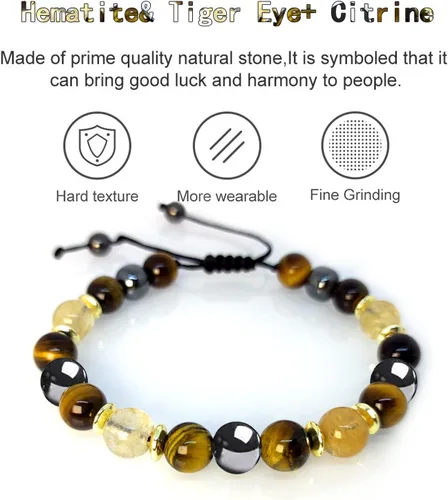 Miniatura 4 de Pulsera de sanación para aliviar la hematita, pulsera de triple protección