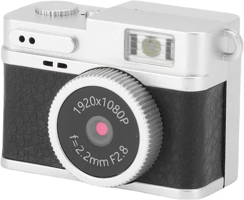 fosa Cámara retro pequeña, cámara digital vintage, fotos de 1080P FHD 2MP, pantalla a color de 0.96 pulgadas, con 4 filtros y luz de relleno LED,
