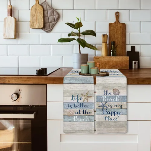Miniatura 5 de Juego de 2 toallas de cocina y paños de cocina de playa costera, decoración de playa, decoración de baño con temática náutica, paños de cocina