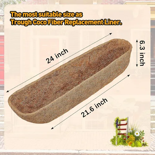 Miniatura 2 de Blulu 4 forros de coco para macetas de 24 pulgadas, caja de ventana de fibra de coco natural, repuesto para caja de ventana colgante, maceta