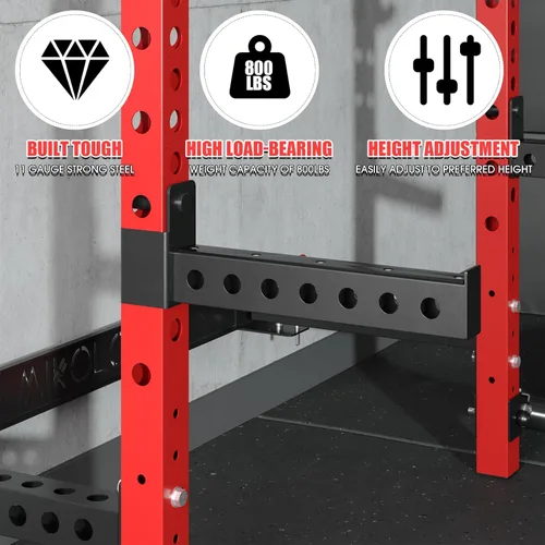 Miniatura 5 de Mikolo Agarres de seguridad, brazos de apoyo - Se adapta a tubo de 2" x 2", con agujero de 1" para estante de sentadillas y estante de potencia