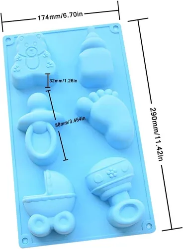 Miniatura 4 de DanziX - Paquete de 3 moldes de silicona para jabón de baby shower, biberón de bebé, pies pequeños, chupete de oso, molde de fondant de silicona