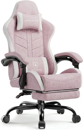 Miniatura 13 de GTPLAYER Silla de juegos para adultos, silla ergonómica para juegos de computadora con reposapiés, altura ajustable, reclinación de 90-155° y Azul