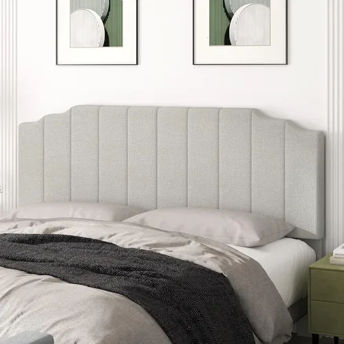 Miniatura 18 de Befurtori Cabecera Solo Tamaño King, Cabecera de Terciopelo Montada en Pared King para Cama Ajustable Cabecera Moderna Tapizada Fácil Montaje, Gris