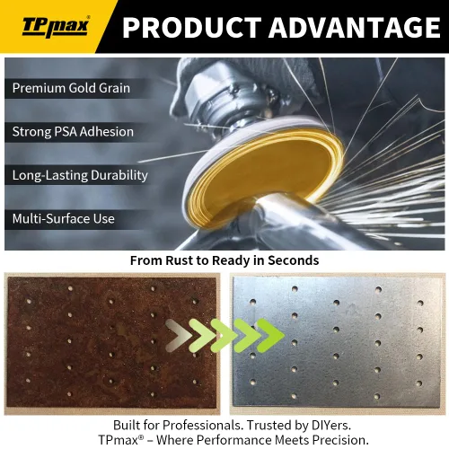 Miniatura 4 de TPmax Paquete de 28 discos de lija PSA dorados de grano 40 de 6 pulgadas, papel de lija autoadhesivo de grado profesional con pestañas de liberación