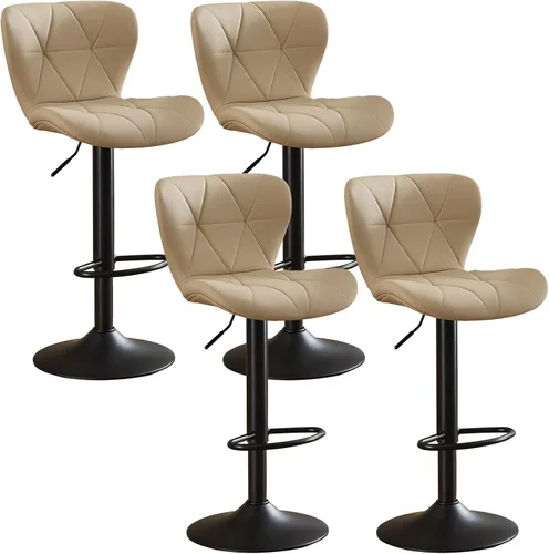 Miniatura 16 de Juego de 2 taburetes de bar, taburetes de bar giratorios ajustables con respaldo, taburetes de bar de piel sintética de altura de mostrador de 24 a