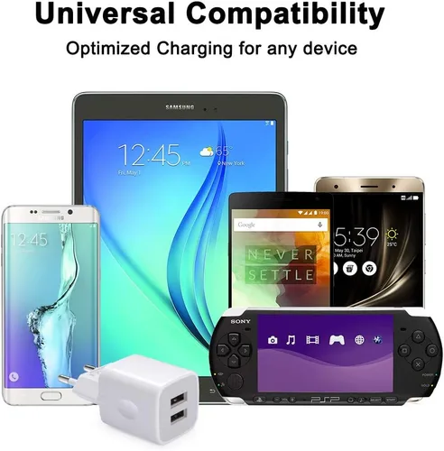 Miniatura 6 de Vifigen - Cargador de pared europeo, paquete de 2 unidades USB 2.1AMP universal Europa cargador enchufe de doble puerto compatible con iPhone 17 16