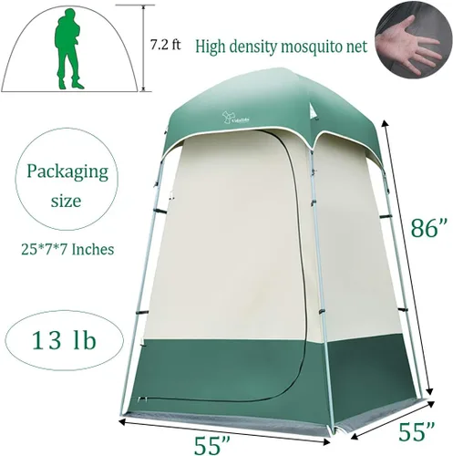 Miniatura 7 de Carpa de Ducha al Aire Libre Cambiador de Privacidad Carpas de Camping Portátiles Blanco+verde