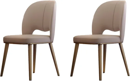 Miniatura 9 de Sillas de comedor de cocina, sillas de comedor curvadas de piel sintética, silla sin brazos con patas de metal, silla de sala de estar para hoteles